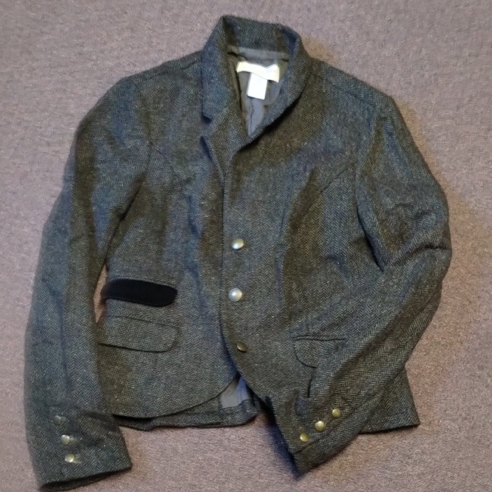 LONDONJEAN Gray Blazer with Gold Buttons